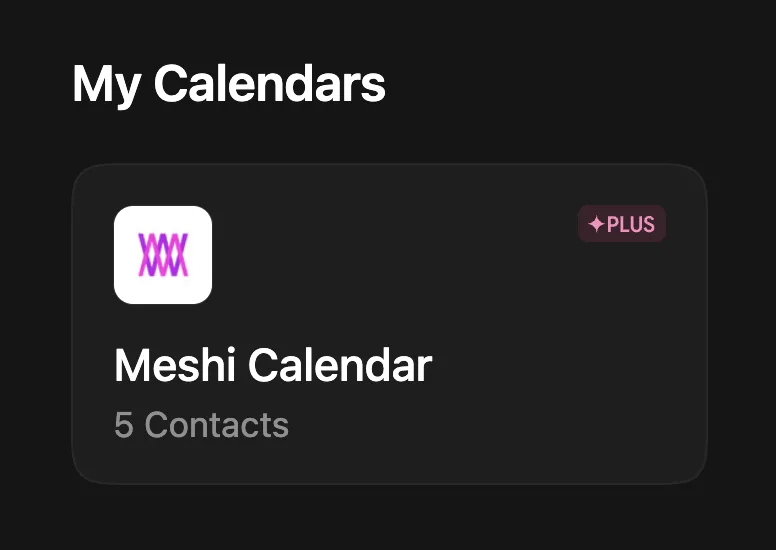 Luma's My Calendars page with a calendar selected.